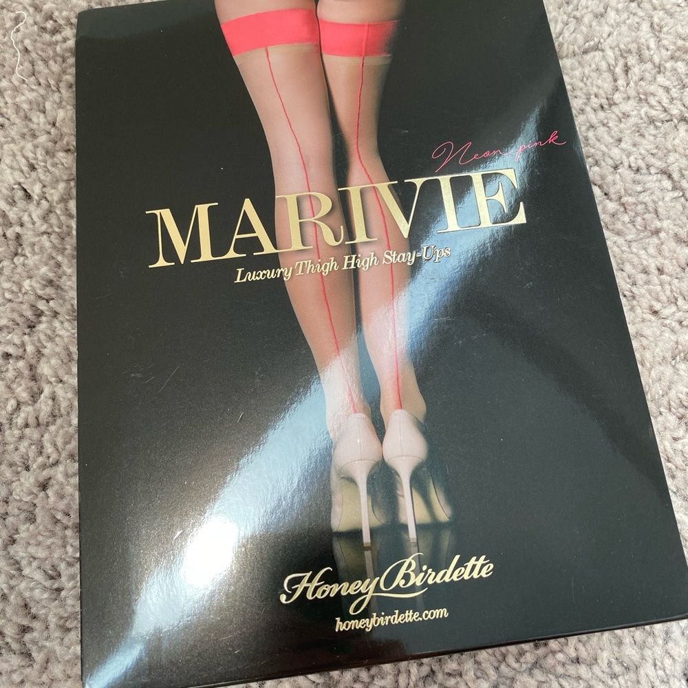 Honey Birdette Marivie Hot Pink Luxury Thigh High Stay-Ups